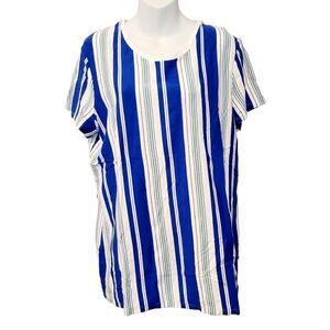 2/$20 Banana Republic Blue & White Stripe Top Blouse Size:XL